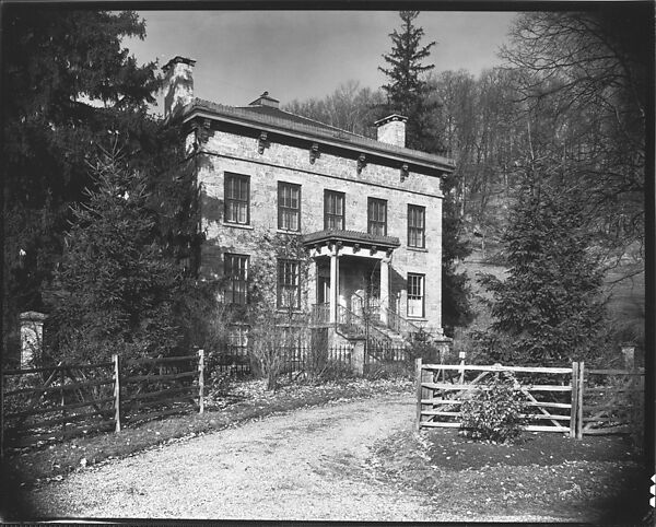 [Greek Revival House with Cresting Over Entry Porch and Roofline, Somers, New York], Walker Evans (American, St. Louis, Missouri 1903–1975 New Haven, Connecticut), Film negative 