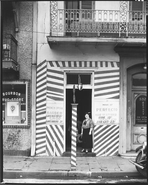 [Painted Doorway of "French Opera" Barber Shop on Bourbon Street, New Orleans, Louisiana], Walker Evans (American, St. Louis, Missouri 1903–1975 New Haven, Connecticut), Film negative 