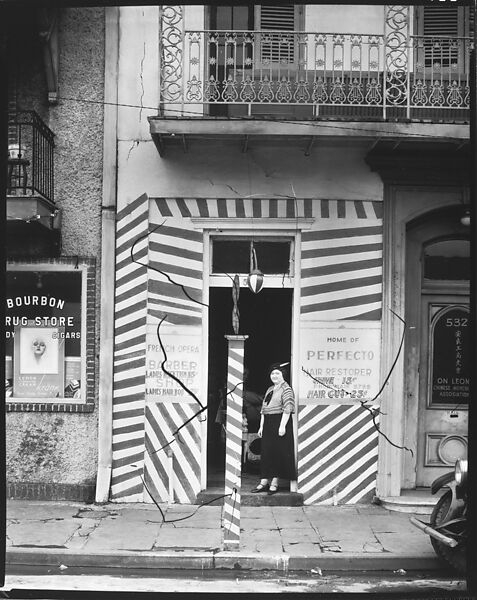 [Painted Doorway of "French Opera" Barber Shop on Bourbon Street, New Orleans, Louisiana], Walker Evans (American, St. Louis, Missouri 1903–1975 New Haven, Connecticut), Film negative 
