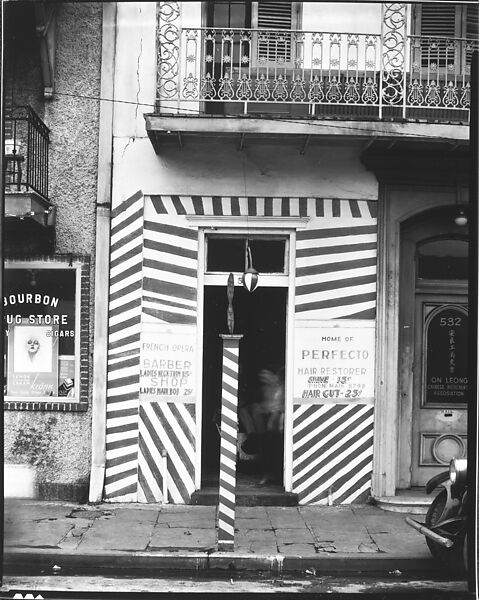 [Painted Doorway of "French Opera" Barber Shop on Bourbon Street, New Orleans, Louisiana], Walker Evans (American, St. Louis, Missouri 1903–1975 New Haven, Connecticut), Film negative 