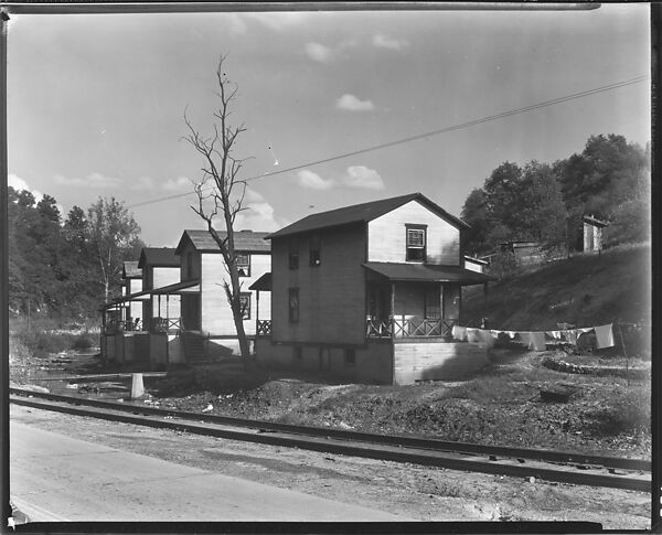 [Row of Clapboard "Company" Houses for Miners Along Railroad Tracks and Creek, Osage, West Virginia], Walker Evans (American, St. Louis, Missouri 1903–1975 New Haven, Connecticut), Film negative 