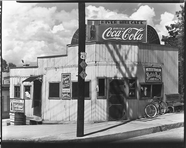[River Hill Cafe on Corner with Telephone Pole in Foreground, Alabama], Walker Evans (American, St. Louis, Missouri 1903–1975 New Haven, Connecticut), Film negative 