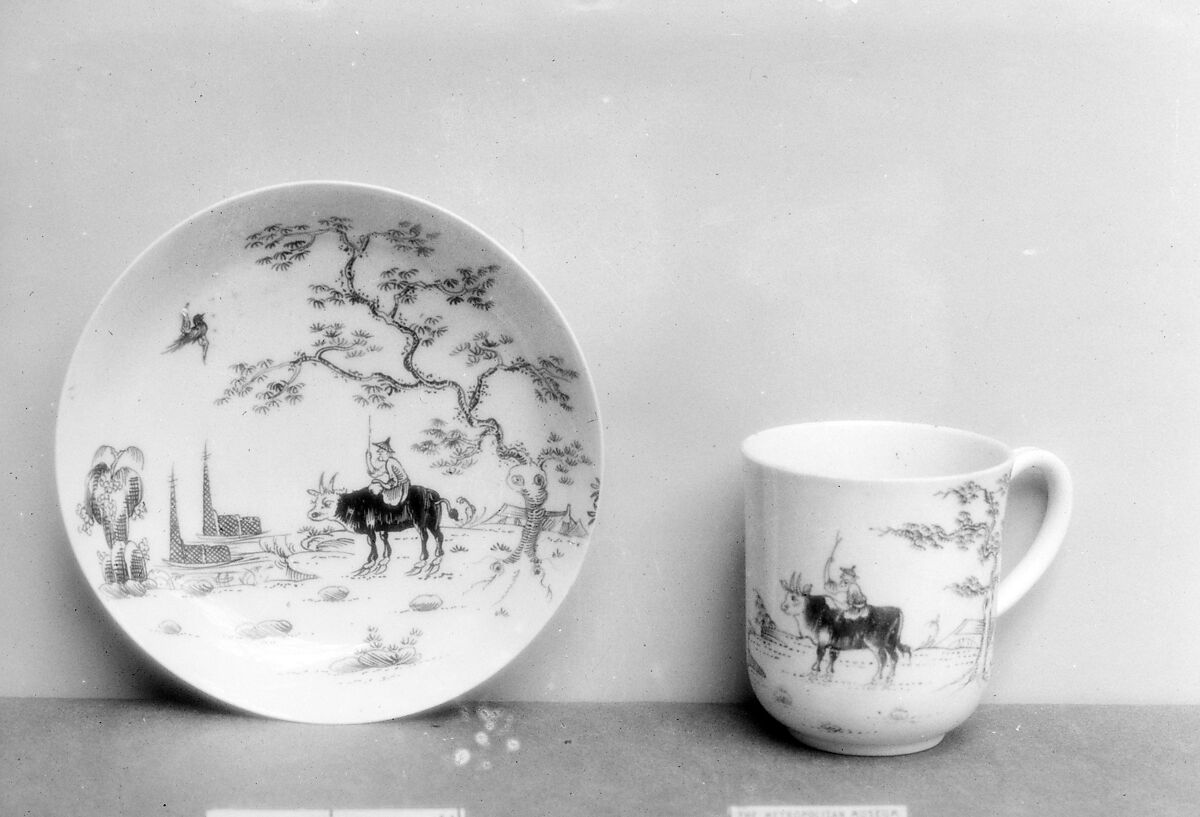 Cup and Saucer, Worcester Factory, Porcelain (soft-paste), British 