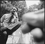 [6 Portraits of Walker Evans and Unidentified Man Seated Outside], Unknown (American), Film negative