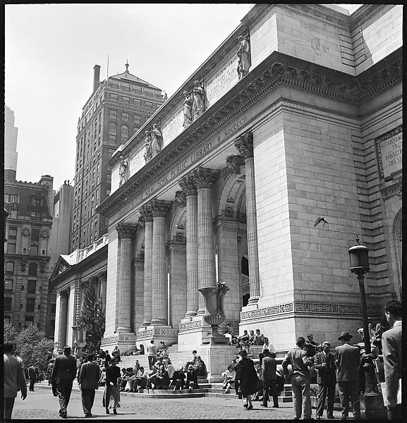 [68 Views of New York Public Library on Fifth Avenue, Bryant Park, and Studies of Reading Room, Stacks, Rare Book Room, and Readers, Possibly Commissioned for Unpublished Vogue Article, 1949, Including Four Portraits of Jane Smith Evans], Walker Evans (American, St. Louis, Missouri 1903–1975 New Haven, Connecticut), Film negative