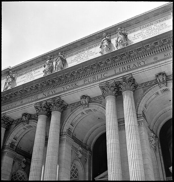 [68 Views of New York Public Library on Fifth Avenue, Bryant Park, and Studies of Reading Room, Stacks, Rare Book Room, and Readers, Possibly Commissioned for Unpublished Vogue Article, 1949, Including Four Portraits of Jane Smith Evans], Walker Evans (American, St. Louis, Missouri 1903–1975 New Haven, Connecticut), Film negative
