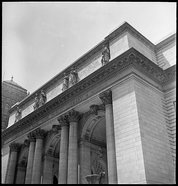 [68 Views of New York Public Library on Fifth Avenue, Bryant Park, and Studies of Reading Room, Stacks, Rare Book Room, and Readers, Possibly Commissioned for Unpublished Vogue Article, 1949, Including Four Portraits of Jane Smith Evans], Walker Evans (American, St. Louis, Missouri 1903–1975 New Haven, Connecticut), Film negative