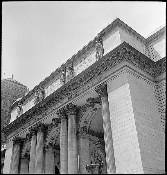 [68 Views of New York Public Library on Fifth Avenue, Bryant Park, and Studies of Reading Room, Stacks, Rare Book Room, and Readers, Possibly Commissioned for Unpublished Vogue Article, 1949, Including Four Portraits of Jane Smith Evans], Walker Evans (American, St. Louis, Missouri 1903–1975 New Haven, Connecticut), Film negative