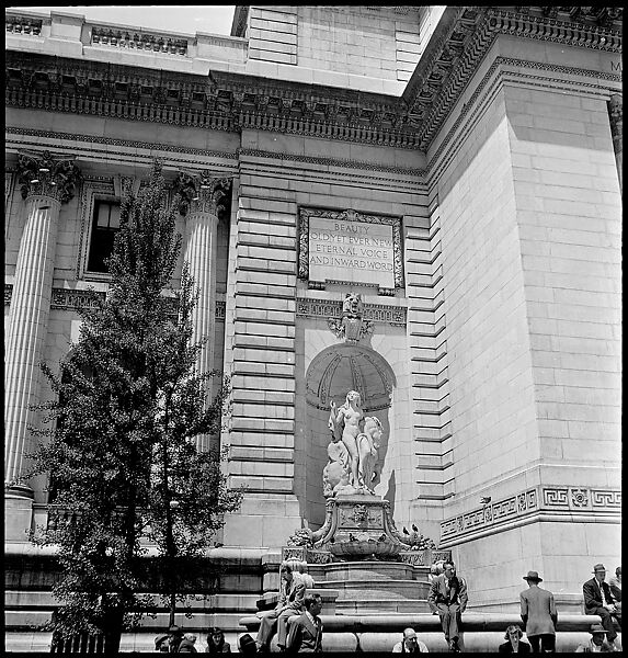 [68 Views of New York Public Library on Fifth Avenue, Bryant Park, and Studies of Reading Room, Stacks, Rare Book Room, and Readers, Possibly Commissioned for Unpublished Vogue Article, 1949, Including Four Portraits of Jane Smith Evans], Walker Evans (American, St. Louis, Missouri 1903–1975 New Haven, Connecticut), Film negative