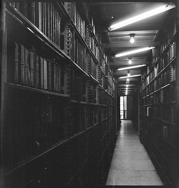 [68 Views of New York Public Library on Fifth Avenue, Bryant Park, and Studies of Reading Room, Stacks, Rare Book Room, and Readers, Possibly Commissioned for Unpublished Vogue Article, 1949, Including Four Portraits of Jane Smith Evans], Walker Evans (American, St. Louis, Missouri 1903–1975 New Haven, Connecticut), Film negative