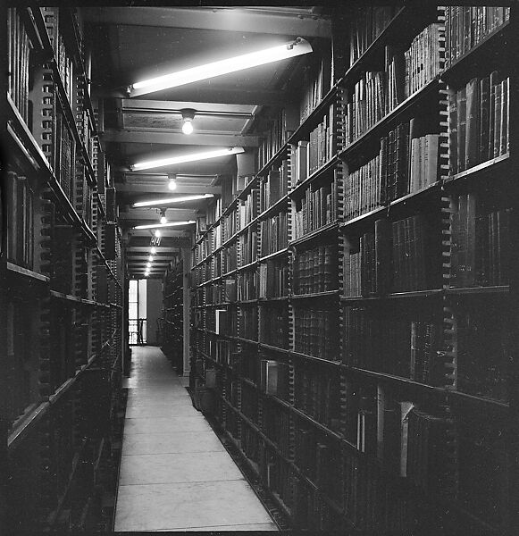 [68 Views of New York Public Library on Fifth Avenue, Bryant Park, and Studies of Reading Room, Stacks, Rare Book Room, and Readers, Possibly Commissioned for Unpublished Vogue Article, 1949, Including Four Portraits of Jane Smith Evans], Walker Evans (American, St. Louis, Missouri 1903–1975 New Haven, Connecticut), Film negative