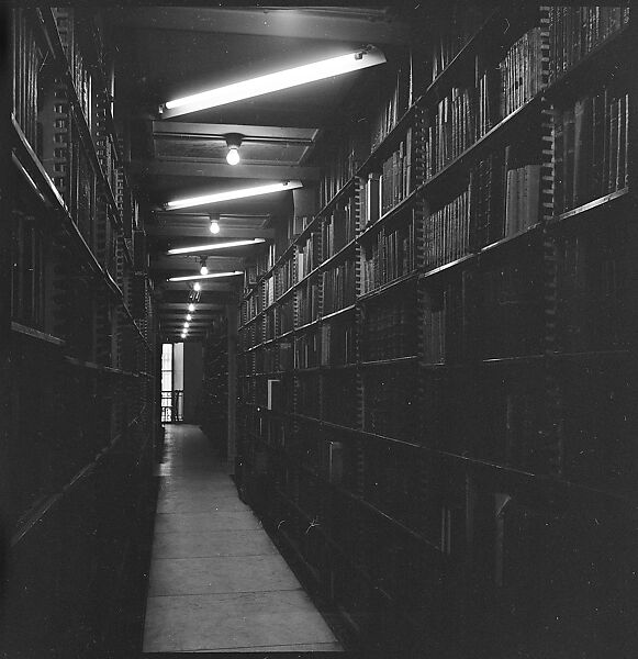 [68 Views of New York Public Library on Fifth Avenue, Bryant Park, and Studies of Reading Room, Stacks, Rare Book Room, and Readers, Possibly Commissioned for Unpublished Vogue Article, 1949, Including Four Portraits of Jane Smith Evans], Walker Evans (American, St. Louis, Missouri 1903–1975 New Haven, Connecticut), Film negative