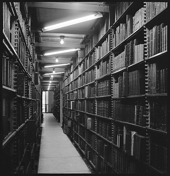 [68 Views of New York Public Library on Fifth Avenue, Bryant Park, and Studies of Reading Room, Stacks, Rare Book Room, and Readers, Possibly Commissioned for Unpublished Vogue Article, 1949, Including Four Portraits of Jane Smith Evans], Walker Evans (American, St. Louis, Missouri 1903–1975 New Haven, Connecticut), Film negative