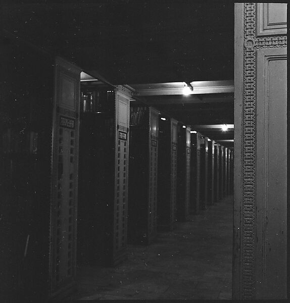 [68 Views of New York Public Library on Fifth Avenue, Bryant Park, and Studies of Reading Room, Stacks, Rare Book Room, and Readers, Possibly Commissioned for Unpublished Vogue Article, 1949, Including Four Portraits of Jane Smith Evans], Walker Evans (American, St. Louis, Missouri 1903–1975 New Haven, Connecticut), Film negative