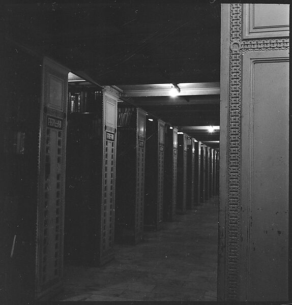 [68 Views of New York Public Library on Fifth Avenue, Bryant Park, and Studies of Reading Room, Stacks, Rare Book Room, and Readers, Possibly Commissioned for Unpublished Vogue Article, 1949, Including Four Portraits of Jane Smith Evans], Walker Evans (American, St. Louis, Missouri 1903–1975 New Haven, Connecticut), Film negative