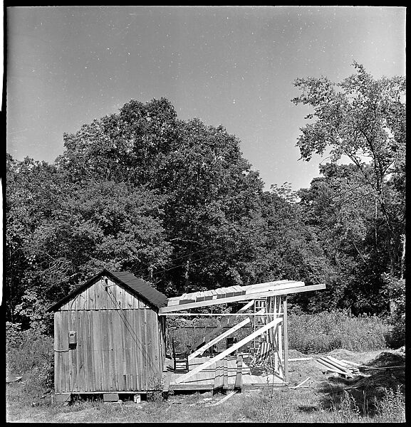 [38 Portraits and Views: Michael Voorhees (14) and Walker Evans' Studio Addition Under Construction (24), Old Lyme, Connecticut], Walker Evans (American, St. Louis, Missouri 1903–1975 New Haven, Connecticut), Film negative