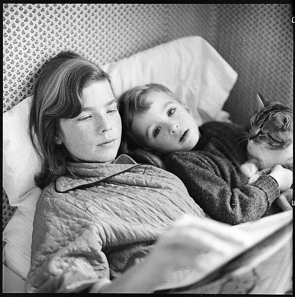 [48 Portraits of Coggeshall Children Reading in Bed; Caroline Blackwood; Robert and Mary Frank], Walker Evans (American, St. Louis, Missouri 1903–1975 New Haven, Connecticut), Film negative