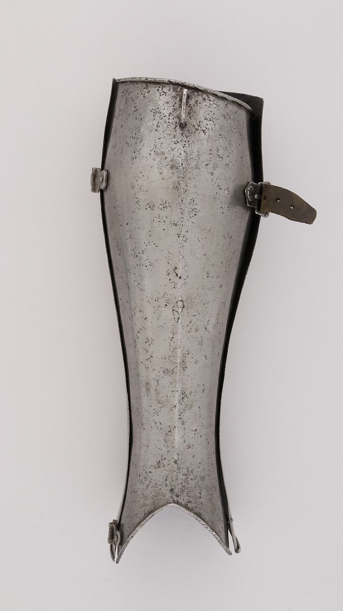 Pair of Greaves (Lower Leg Defenses), Steel, leather, Italian