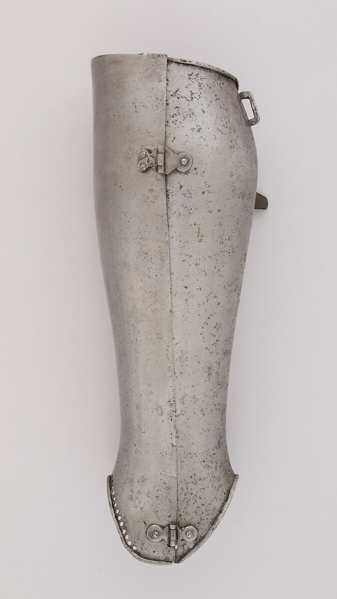 Pair of Greaves (Lower Leg Defenses), Steel, leather, Italian