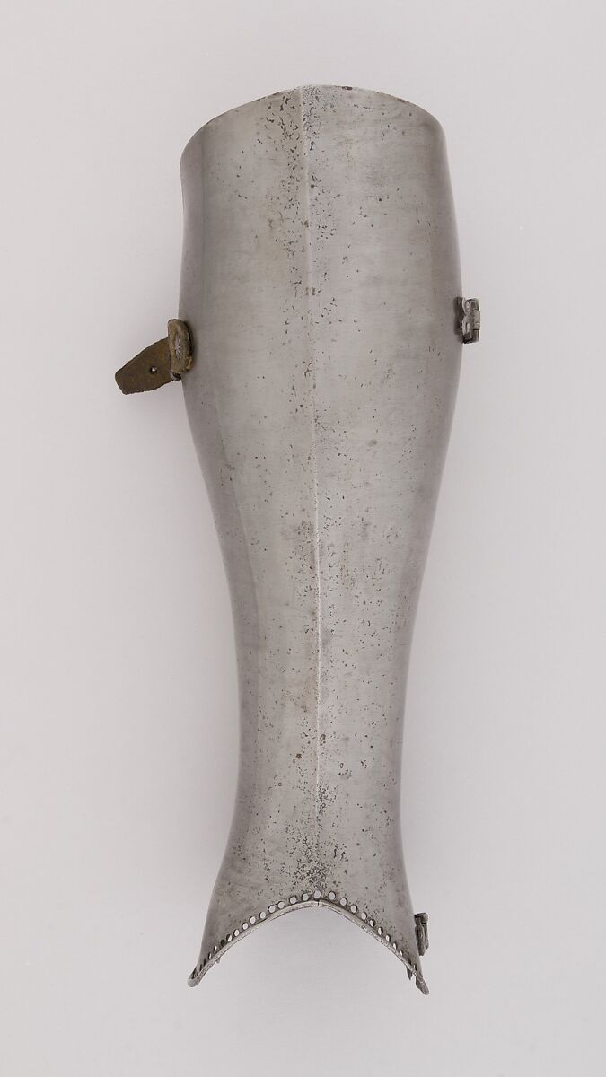 Pair of Greaves (Lower Leg Defenses), Steel, leather, Italian