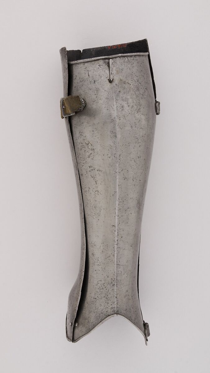 Pair of Greaves (Lower Leg Defenses), Steel, leather, Italian