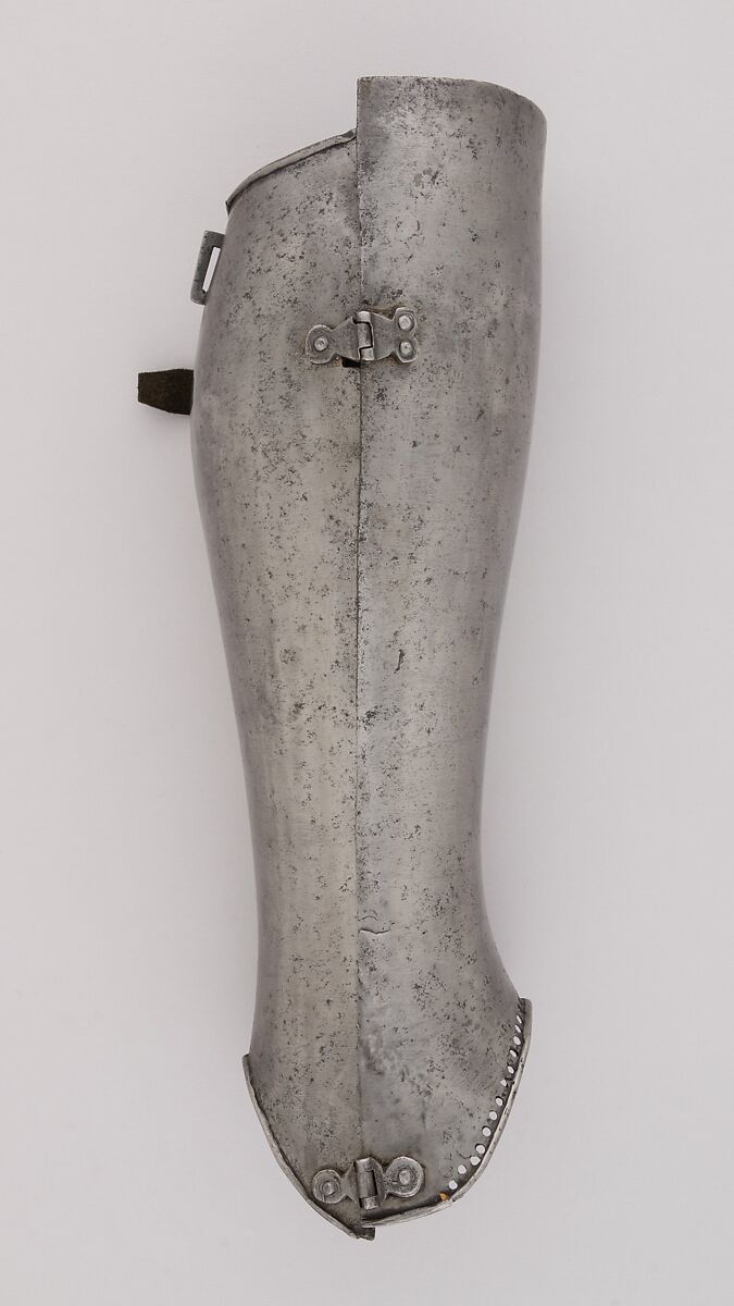 Pair of Greaves (Lower Leg Defenses), Steel, leather, Italian