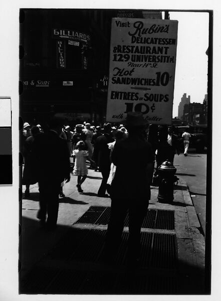 [Two 35mm Film Frames: Man with Sandwich Board Advertisement, Fourteenth Street, New York City], Walker Evans (American, St. Louis, Missouri 1903–1975 New Haven, Connecticut), Film negative 