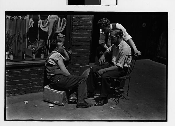 [Three 35mm Film Frames: Men on Sidewalk, and Construction Worker Lying on Boxes, New York City], Walker Evans (American, St. Louis, Missouri 1903–1975 New Haven, Connecticut), Film negative 