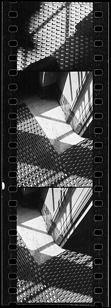 [Three 35mm Film Frames: Abstraction of Shadows and Light on Doorway and Mat, New York City], Walker Evans (American, St. Louis, Missouri 1903–1975 New Haven, Connecticut), Film negative
