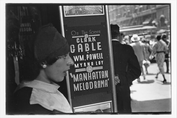 [Two 35mm Film Frames: Woman in Front of Movie Poster for "Manhattan Melodrama", New York City], Walker Evans (American, St. Louis, Missouri 1903–1975 New Haven, Connecticut), Film negative 