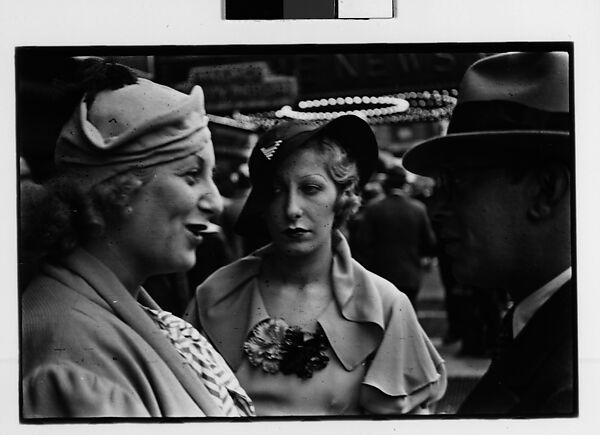 [Three 35mm Film Frames: Two Women and Man in Conversation on Street, New York City], Walker Evans (American, St. Louis, Missouri 1903–1975 New Haven, Connecticut), Film negative 