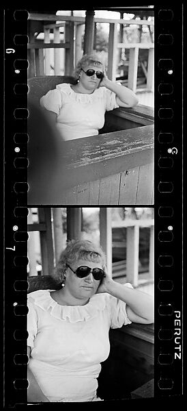 [Two 35mm Film Frames: Sleeping Woman Ticket Taker in Booth at Amusement Park], Walker Evans (American, St. Louis, Missouri 1903–1975 New Haven, Connecticut), Film negative