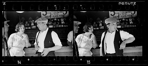 [Two 35mm Film Frames: People Talking at Amusement Park Shooting Gallery], Walker Evans (American, St. Louis, Missouri 1903–1975 New Haven, Connecticut), Film negative 