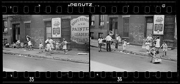 [Two 35mm Film Frames: Children Playing on Sidewalk, Greenwich Village, New York City], Walker Evans (American, St. Louis, Missouri 1903–1975 New Haven, Connecticut), Film negative