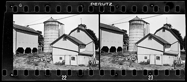 [Two 35mm Film Frames: Farm Buildings, Probably Vicinity Danbury, Connecticut], Walker Evans (American, St. Louis, Missouri 1903–1975 New Haven, Connecticut), Film negative
