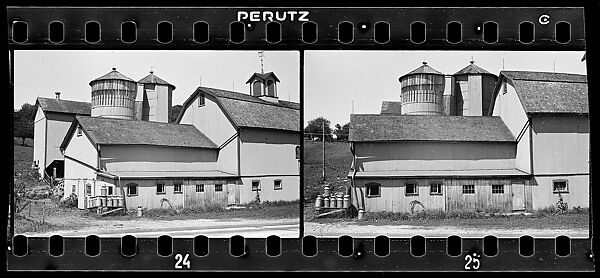 [Two 35mm Film Frames: Farm Buildings, Probably Vicinity Danbury, Connecticut], Walker Evans (American, St. Louis, Missouri 1903–1975 New Haven, Connecticut), Film negative