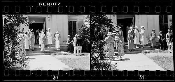 [Two 35mm Film Frames: People Leaving Church, Probably Vicinity Danbury, Connecticut], Walker Evans (American, St. Louis, Missouri 1903–1975 New Haven, Connecticut), Film negative