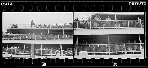 [Two 35mm Film Frames: Passengers on Decks of Croton Point Park Steamboat, Between Harmon and Ossining, New York], Walker Evans (American, St. Louis, Missouri 1903–1975 New Haven, Connecticut), Film negative