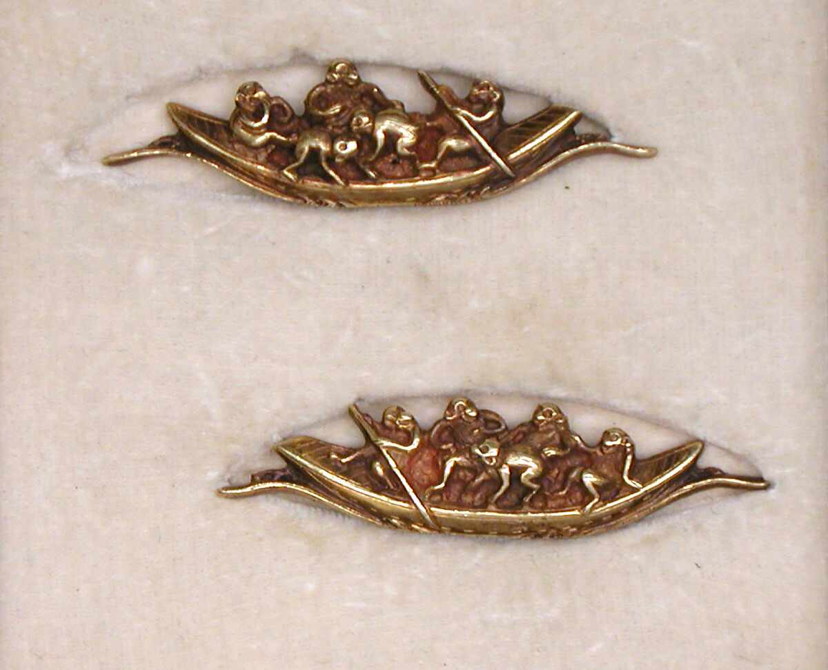 Pair of Sword-Grip Ornaments (Menuki), Tsu Jumpo (Jimpo) (Japanese, 1721–1762), Gold, Japanese 