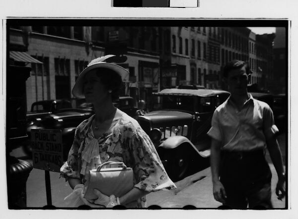 Walker Evans | [Two 35mm Film Frames: Woman Passing Taxistand on Street ...