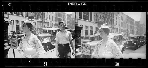 [Two 35mm Film Frames: Woman Passing Taxistand on Street, New York City], Walker Evans (American, St. Louis, Missouri 1903–1975 New Haven, Connecticut), Film negative