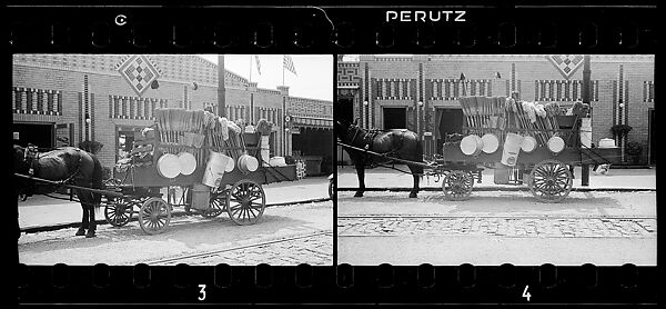 [Two 35mm Film Frames: Horse-Drawn Houseware Vendor's Cart, New York City], Walker Evans (American, St. Louis, Missouri 1903–1975 New Haven, Connecticut), Film negative