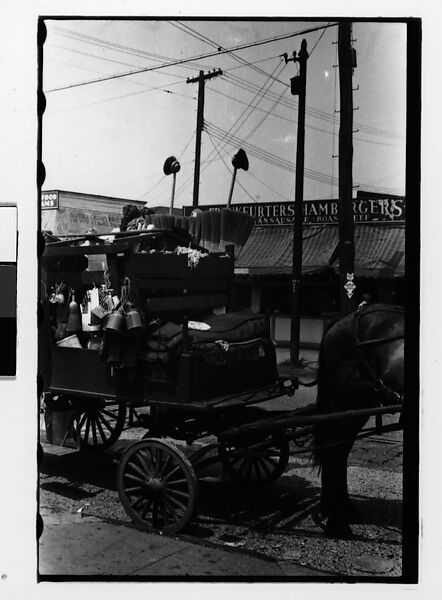 [Two 35mm Film Frames: Detail of Horse-Drawn Houseware Vendor's Cart, New York City], Walker Evans (American, St. Louis, Missouri 1903–1975 New Haven, Connecticut), Film negative 
