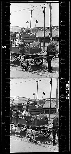 [Two 35mm Film Frames: Detail of Horse-Drawn Houseware Vendor's Cart, New York City], Walker Evans (American, St. Louis, Missouri 1903–1975 New Haven, Connecticut), Film negative