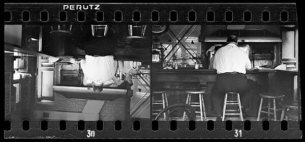 [Two 35mm Film Frames: Man Seated at Bar, From Behind, New York City], Walker Evans (American, St. Louis, Missouri 1903–1975 New Haven, Connecticut), Film negative