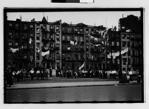 [Two 35mm Film Frames: Crowd in Front of Tenement Buildings, New York City], Walker Evans (American, St. Louis, Missouri 1903–1975 New Haven, Connecticut), Film negative 