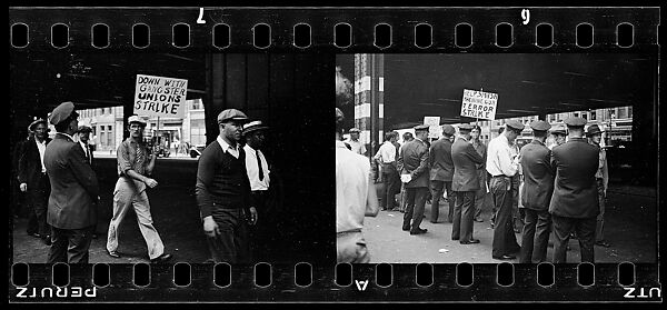 [Two 35mm Film Frames: Picket Line on Waterfront, New York City], Walker Evans (American, St. Louis, Missouri 1903–1975 New Haven, Connecticut), Film negative