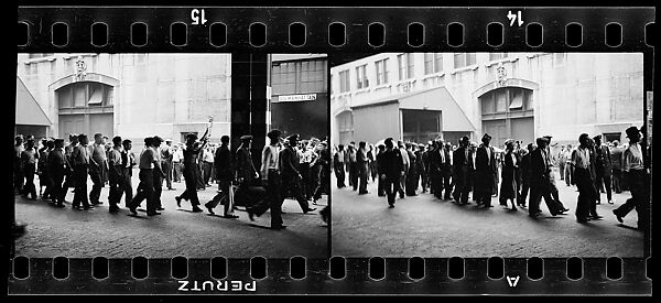 [Two 35mm Film Frames: Picket Line on Waterfront, New York City], Walker Evans (American, St. Louis, Missouri 1903–1975 New Haven, Connecticut), Film negative