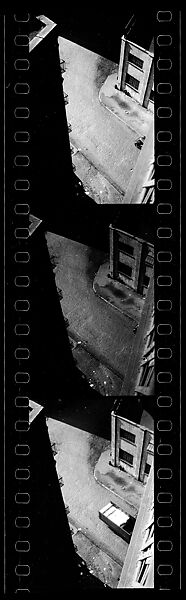[Three 35mm Film Frames: View from Window of Corner Building and Cobblestone Street, Brooklyn?, New York], Walker Evans (American, St. Louis, Missouri 1903–1975 New Haven, Connecticut), Film negative