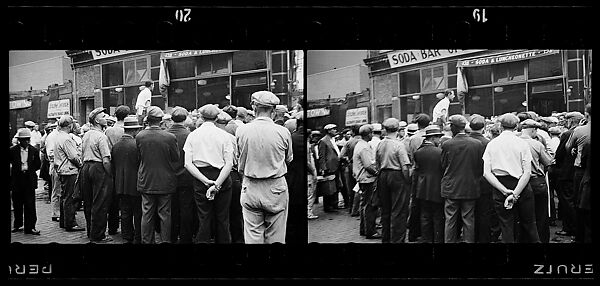 [Two 35mm Film Frames: Strike Rally on Waterfront, New York City], Walker Evans (American, St. Louis, Missouri 1903–1975 New Haven, Connecticut), Film negative